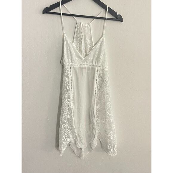 Linea Donatella S Lace Mini Slip Dress Flower Child Chemise Cover Up Babydoll - Picture 2 of 9